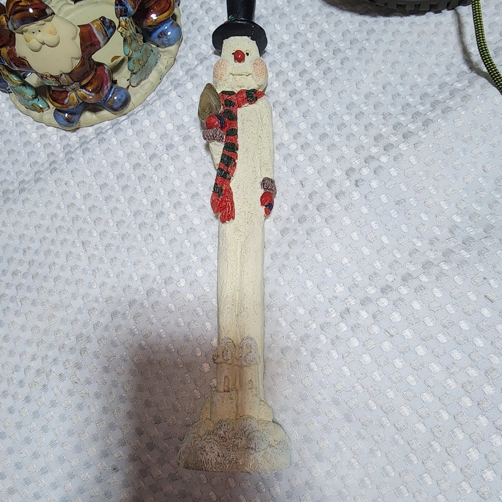 WINDSOR EUC 12" SNOWMAN SHOVEL SAND CASTLE CHRISTMAS STANDING FIGURINE